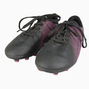 Charly Grasshopper Soccer Cleats Youth 2 Black Pink Lace‎ Up Low Top Firm Ground